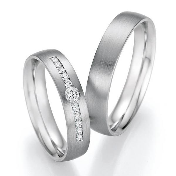 Nowotny-Collection Ruesch Trauringe Weissgold 66/60010-045 + 66/60020-045